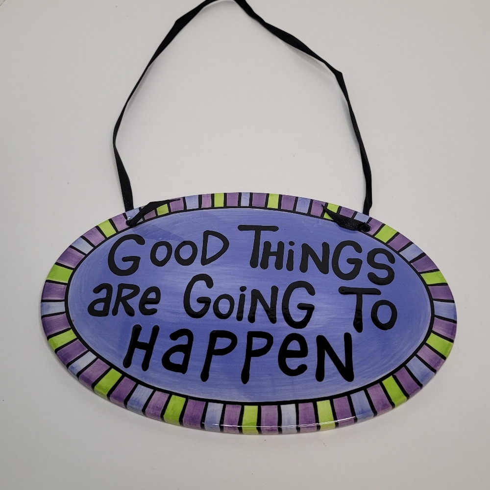 Inspirational Ceramic Wall Plaque Purple Blue Green Laurie Veasey